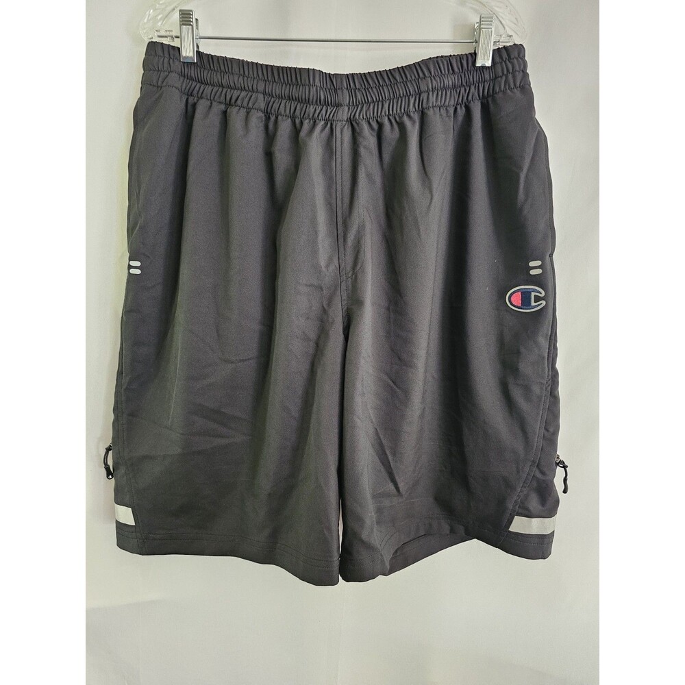 Champion Mens Size XL Black Performance Running Shorts Reflective Zip Pockets